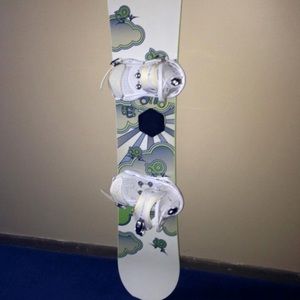 Snowboard, bindings, boots.